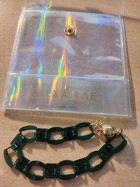 Alexa Rae Green Link Chain Bracelet with Gold Accent